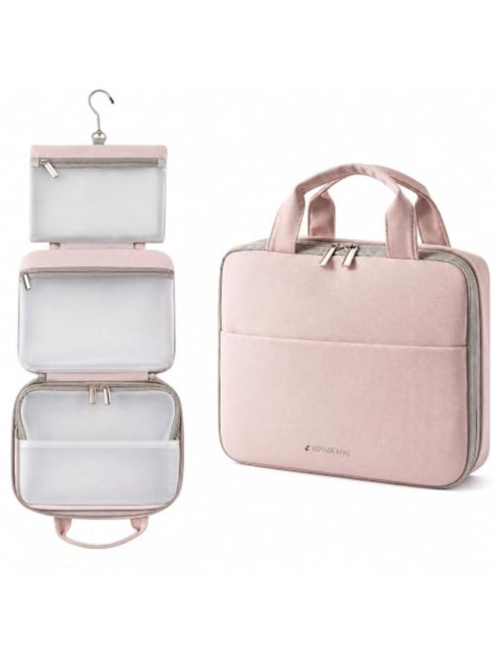 Toiletry Bag Women 3-Tier PU Leather Waterproof Travel Case